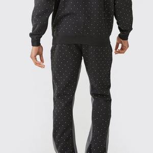 Survêtement d'hiver pour homme à capuche uni avec strass, 100 % coton, grande taille, conception 2-en-1 personnalisable OEM, faible MOQ, fabricant pakistanais - Product Image 5