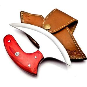 Jexmoo Custom Handmade D2 Steel Full Tang Ambidextrous Eco-Friendly Ullu Knife Wood Handle <b>Pizza</b> <b>Slicer</b> Leather Sheath Outdoor - Product Image 4