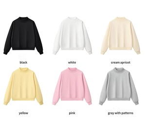 Coupe ample femmes col montant surdimensionné sweat coton polaire pull à manches longues confortable décontracté écologique automne hiver - Product Image 2