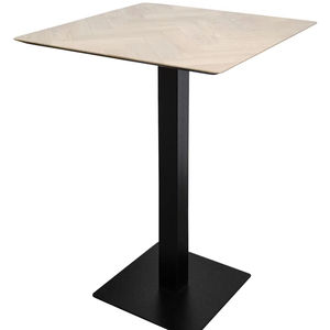 Modern <b>Square</b> Solid Oak Wood Restaurant <b>Table</b> Black Powder Coated Metal Base Trending Commercial Use Foldable Dining - Product Image 6
