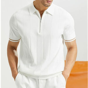 Fabricant de gros Mode hommes été tricoté 12GG Polo à manches courtes 40% Viscose 60% Polyester Polos - Product Image 1