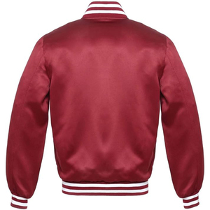 Chaqueta Universitaria de Satén Morado para Hombre, Dobladillo Acanalado, Estilo Bomber, Personalización de Marca Disponible - Product Image 5