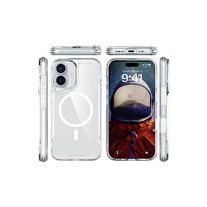 Coque en silicone transparente compatible MagSafe pour iPhone 16 Plus, protection contre les chocs, coque arrière anti-traces de doigts, PC rigide - Product Image 5