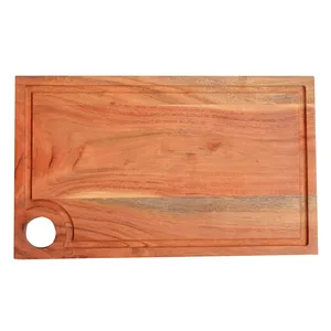 Tablas de cortar rectangulares de bambú respetuosas con el medio ambiente personalizadas al por mayor con asa para Cocina - Product Image 4