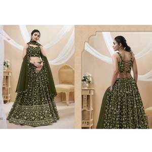 ชุดเลเฮนกาโชลีแบบยาวปักลายจอร์เจตต์ ซารี สำหรับงานเฉลิมฉลองแบบดั้งเดิม ดีไซน์หรูหรา ประณีตอย่างมีระดับ - Product Image 2