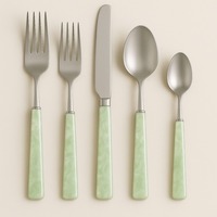 Ensemble de couverts en acier miroir 5 pièces rose vadrouille poignée en acier inoxydable cuillère à dîner fourchette couteau ustensile de Table pour les mariages