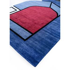 Tapis rectangulaire Concoction Blue en laine et viscose tufté à la main, motif abstrait, 9x12, pour salon ou couloir, épaisseur 10 mm - Product Image 2