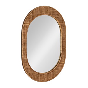 Miroir mural en verre ovale en rotin tressé de style côtier - Décoration d'intérieur artisanale écologique - Product Image 3