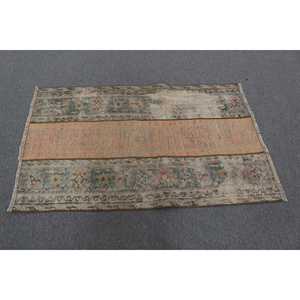 2.8x4.4 ft Vintage Rug, Turkish Rug, <b>Brown</b> Abstract <b>Wool</b> Rug - Product Image 2