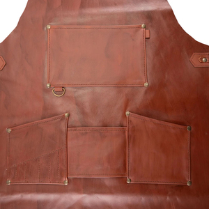 Tablier à bavette de soudage en cuir de vache fendu jaune foncé résistant à la chaleur et à la flamme avec logo personnalisé pour hommes - Product Image 3