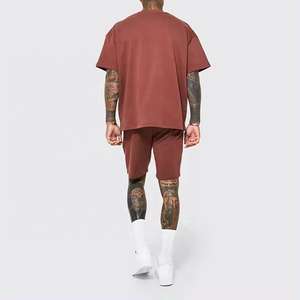 Logotipo personalizado algodón Streetwear diseñador dos piezas verano Unisex Dtg impresión francés Terry en blanco para hombres camiseta personalizada conjuntos cortos - Product Image 3