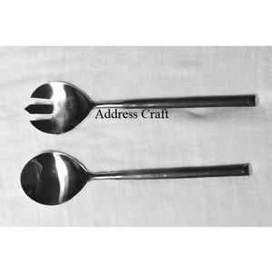 Prix de gros Outils à salade en acier inoxydable Ensemble de serveurs à salade manuels Ensemble de couverts en acier réutilisables de haute qualité et salubres pour les aliments - Product Image 1