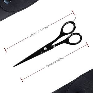 กรรไกรสแตนเลสใบมีดตรงสีดำปรับแต่งได้แบบมืออาชีพกรรไกรตัดผมสำหรับร้านเสริมสวย - Product Image 3