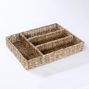 Plateau à couverts en herbe de mer tissé à la main avec compartiments, prix de gros, plateaux à ustensiles en herbe de mer - Product Image 3