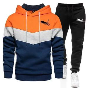 Ensemble de survêtement pour homme en coton 100% pour l'automne et l'hiver, vêtements de sport tendance en deux pièces, sweat-shirt et pantalon de survêtement en tricot - Product Image 5