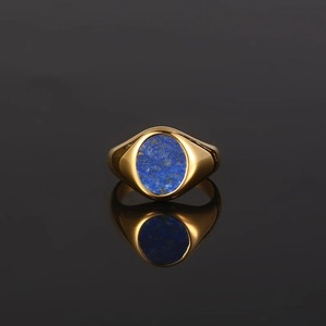 Men's Sterling Silver Gold Plated Vintage Signet <b>Ring</b> with Natural Lapis Lazuli Gemstone Jewelry Gift for <b>Engagement</b> - Product Image 4