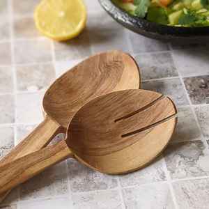 Handmade Mango Wood <b>Serving</b> <b>Spoon</b> & Fork Set Manufacturer/Exporter Custom Design Wood Salad <b>Serving</b> Cutlery Set Kitchen Supply - Product Image 2