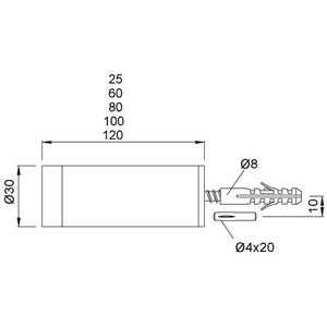 KWS 2070 - Amortiguador de Pared de Aluminio Anodizado Plateado de 60 mm de Longitud para Rieles de Cortinas y Accesorios - Product Image 3