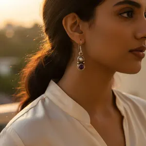 Pendientes de Plata 925 con Amatista y Perla para Mujer - Product Image 1