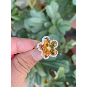 Anillo Floral de Plata 925 con Citrino, Joyería Fina Hecha a Mano con Gema de Corte Ovalado, Bañado en Rodio para Uso Diario y para Hombres - Product Image 2