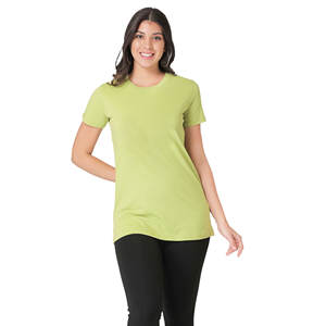 Camiseta ecológica de alta calidad para mujer 2023, ropa informal ajustada, camisas de moda con cuello redondo en varios colores - Product Image 1