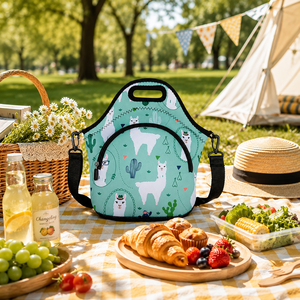 Sac isotherme en néoprène personnalisable par sublimation, imperméable, réutilisable, pliable, pour pique-nique et transport alimentaire - Product Image 6