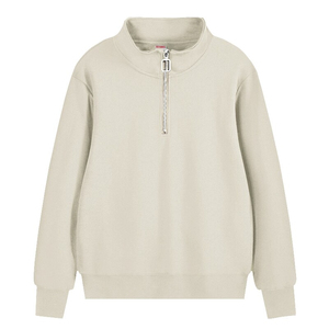 Mens 100% Cotton Quater Zip Pullover 1/4 <b>Zipper</b> Plain Fleece 400Gsm Heavyweight Custom Blank Embroidered Quarter Zip Sweatshirts - Product Image 2