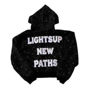 Sudadera con Capucha de Hip Hop con Pedrería, Oversize, Bordado Desgastado, de Gran Gramaje - Product Image 1