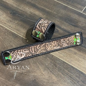 Venta al por mayor de las mujeres de joyería de moda de diseño personalizado de la mano de cuero mecanizado brazalete abierto de cuero de vaca genuino pulsera de cuero - Product Image 1