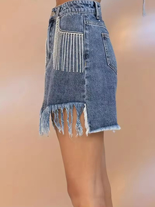 Wholesale Casual Cotton Mini <b>Jeans</b> Skirt for Women Summer Fashion Short Design for Ladies for Autumn - Product Image 4