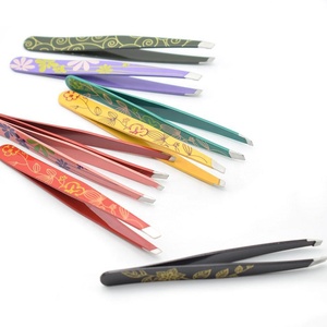 Pinzas para Cejas ASAP Ecológicas Hechas a Mano, Clásicas, Mini, con Diseño de Rayas de Zebra, de Acero Inoxidable, Punta Puntiaguda, Recubrimiento en Polvo - Product Image 1