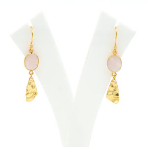 Elegante DUA Pendientes de gota para mujer Hecho a mano 18K Chapado en oro Joyería de latón de moda para bodas - Product Image 3