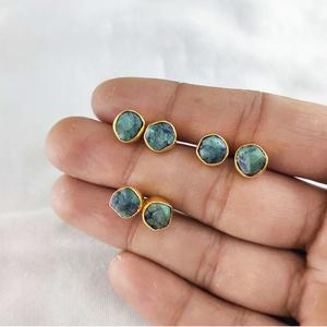 ต่างหูเม็ดเดี่ยวอัญมณีดิบชุดรวบรวมเงินสเตอร์ลิงชุบทอง18K สำหรับงานปาร์ตี้และงานแต่งงาน - Product Image 6