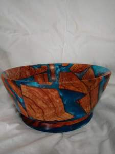 Bords naturels durables Bol de service en bois et résine époxy Cadeau de Noël Bol en résine de bois Ustensiles de cuisine Bol en résine de bois Turquoise - Product Image 3