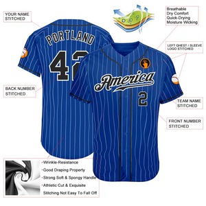 Camiseta de béisbol auténtica blanca real personalizada a rayas negra-blanca - Product Image 3