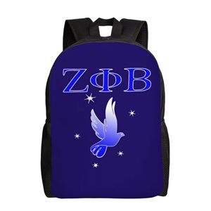 Sac à dos pour ordinateur portable en tissu de coton personnalisé avec couleur et logo de la sororité Zeta Phi Beta, fermeture à glissière, style décontracté pour les étudiants - Product Image 1