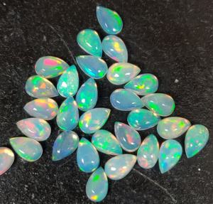 Pera de ópalo etíope natural 3x5mm cabujón espalda plana-excelente calidad multifuego ópalo pera cabujón piedra preciosa - Product Image 3