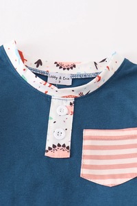 Ensemble de vêtements amusant pour garçon imprimé dinosaure bleu marine Style préhistorique pour un confort quotidien et une tenue toute la journée - Product Image 4