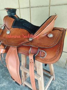 อานม้าแบบคลาสสิกสไตล์ตะวันตกคุณภาพสูง แกะสลักด้วยมือ โครงวอเด้ หนังแท้ ขายดี ชุดอุปกรณ์ครบ ผู้ผลิตโดยตรง - Product Image 3