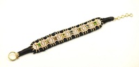 Bracelet en macramé argenté vintage élégant avec pierre précieuse en tourmaline diamant naturel pour les mariages ou les cadeaux