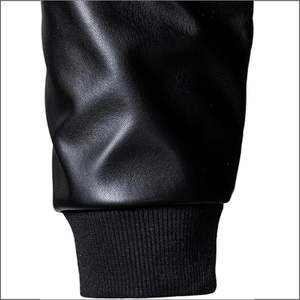 Chaqueta universitaria de cuero negro de lujo personalizada para hombre, chaqueta de béisbol universitaria con manga bordada para hombre, envío DDP - Product Image 5