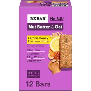 Barres protéinées RXBAR au beurre de noix et aux protéines d'avoine, collations protéinées, barres de collation, beurre de noix de cajou au miel et au citron, boîte de 23,2 oz (12 unités) - Product Image 1