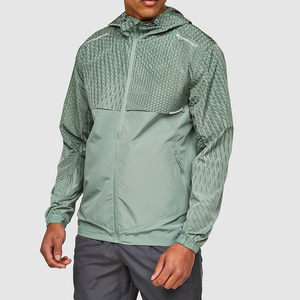 Venta al por mayor de cortavientos de diseño personalizado para hombre con chaqueta con cremallera, material ligero de colores contrastantes para el gimnasio y trotar - Product Image 1