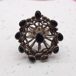 Anillo de Plata de Ley 925 Vintage estilo bohemio hecho a mano con diamante de ónix negro para fiesta de boda joyería al por mayor - Product Image 1