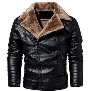 Veste en cuir de haute qualité Utilisation extérieure Vestes en cuir Col en fourrure Coupe-vent Veste en cuir - Product Image 1