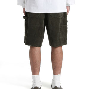 High quality corduroy <b>shorts</b> designed for streetwear featuring a zipper fly <b>elastic</b> waistband and custom solid color options - Product Image 6