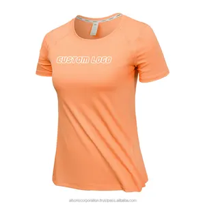 Nuovi stili magliette sportive da donna magliette da donna lavorate a maglia semplici T-Shirt da donna con stampa personalizzata maglietta Fitness da palestra di alta qualità