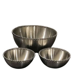 Lot de 3 bols décoratifs en acier inoxydable, métal plaqué or, texture martelée, dessus de table, bols japonais gratuits - Product Image 6