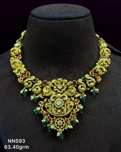 Perle de bijoux en argent 925 avec or antique polonais traditionnel sud de l'Inde Temple Design en forme de coeur pour les mariages - Product Image 2