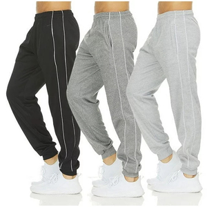 Pantalones Deportivos de Algodón para Hombre, Cintura Elástica, Franja Lateral, Estilo Casual, Tejido de Punto Medio, para Otoño - Product Image 1